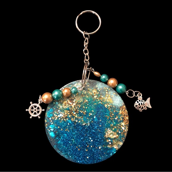 Handmade Beach Theme Jewelry Set Necklace Earrings Bracelet & Free Keychain! NEW - Picture 7 of 9